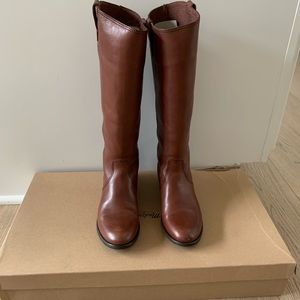 Made well brown leather knee high boots